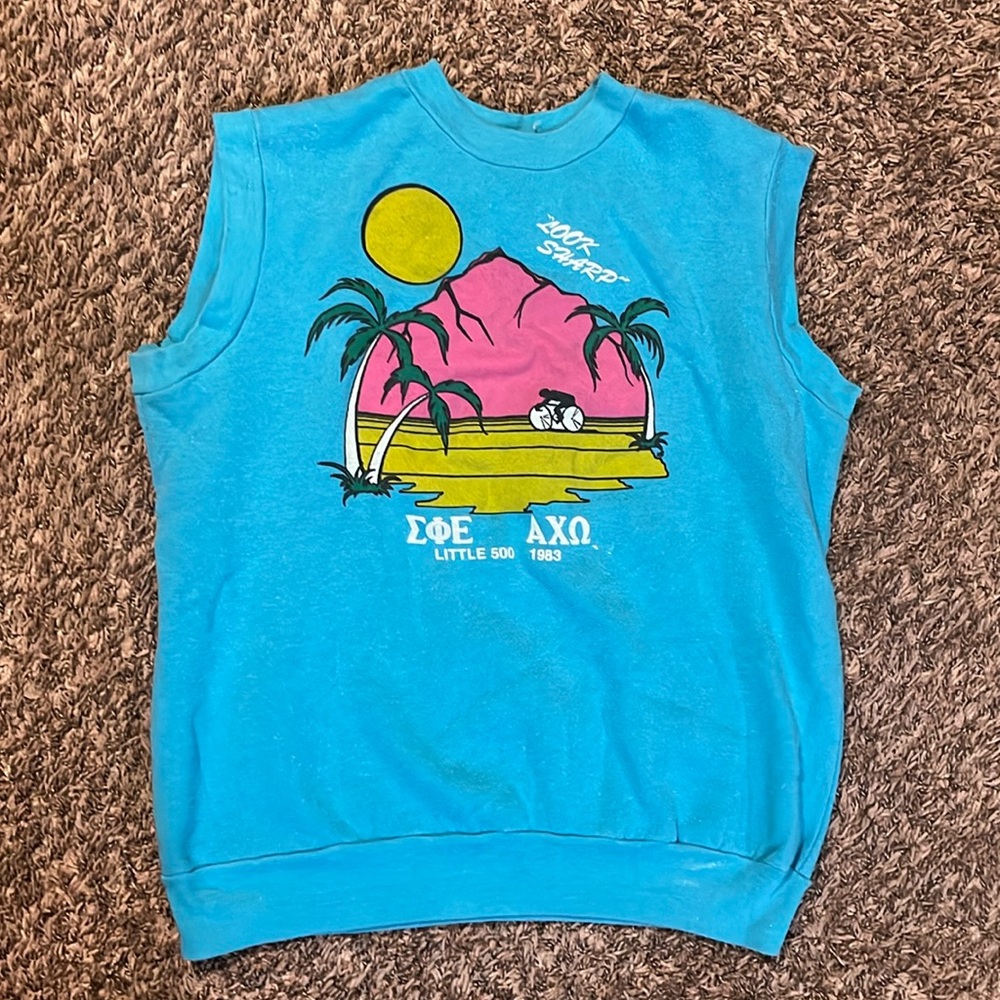 Vintage Indiana University Little 500 Sleeveless Sweatshirt.